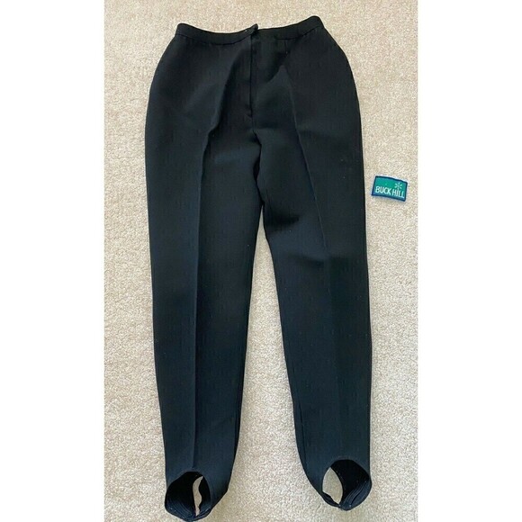 Retro Vintage Womens Black Ski Jacket & Stirrup Pants Sz 10 70s 80s Y2K Snowsuit - Picture 5 of 9